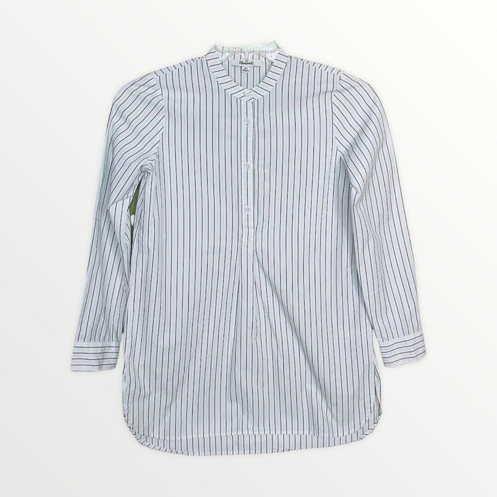 Madewell White Black Striped Button Down Shirt XXS